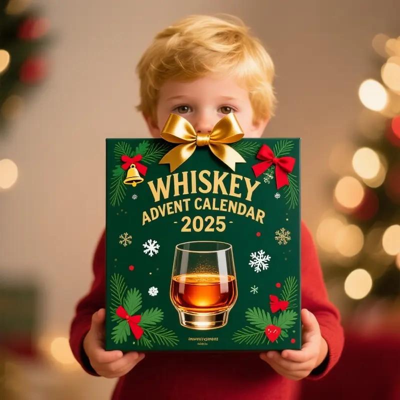 2025 Whiskey Gift Calendar – 24-Day Festive Display Box, No Power Needed