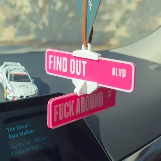 FAFO Car Mirror Hanger – Funny 3D Street Warning Sign