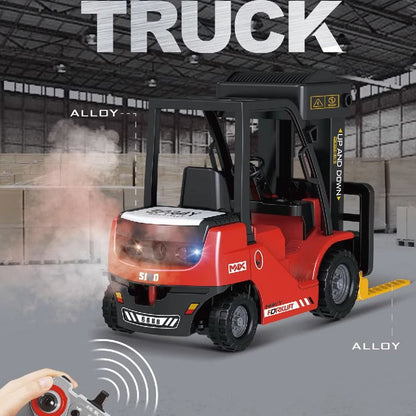 Alloy RC Construction Truck – Simulated Forklift & Crane Toy with Spray Effect