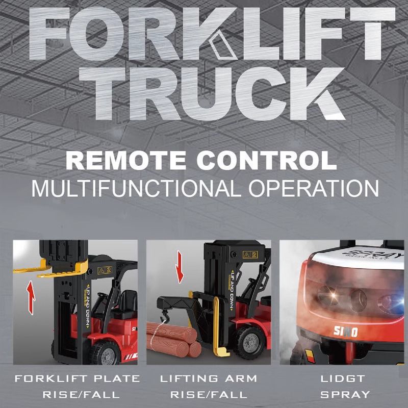Alloy RC Construction Truck – Simulated Forklift & Crane Toy with Spray Effect