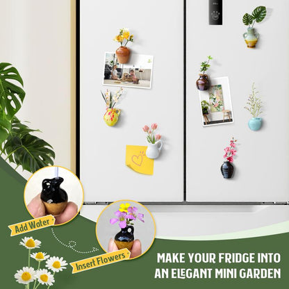 8PCS Mini Ceramic Vase Magnets – Cute Fridge Decor for Home & Office