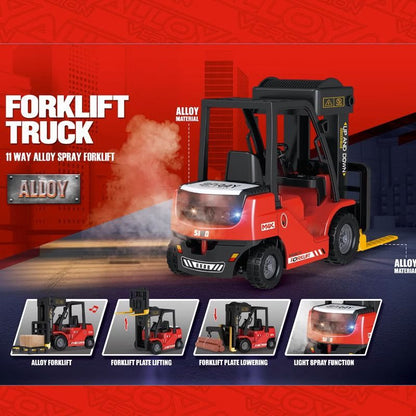 Alloy RC Construction Truck – Simulated Forklift & Crane Toy with Spray Effect