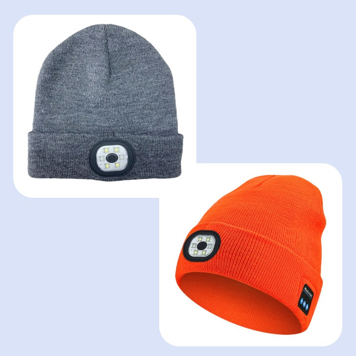 Bluetooth Beanie with Light, Unisex USB Rechargeable 4 LED Fashlight Hat with