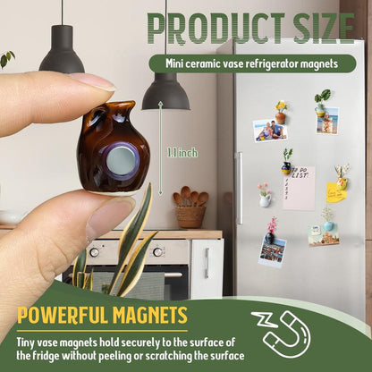 8PCS Mini Ceramic Vase Magnets – Cute Fridge Decor for Home & Office