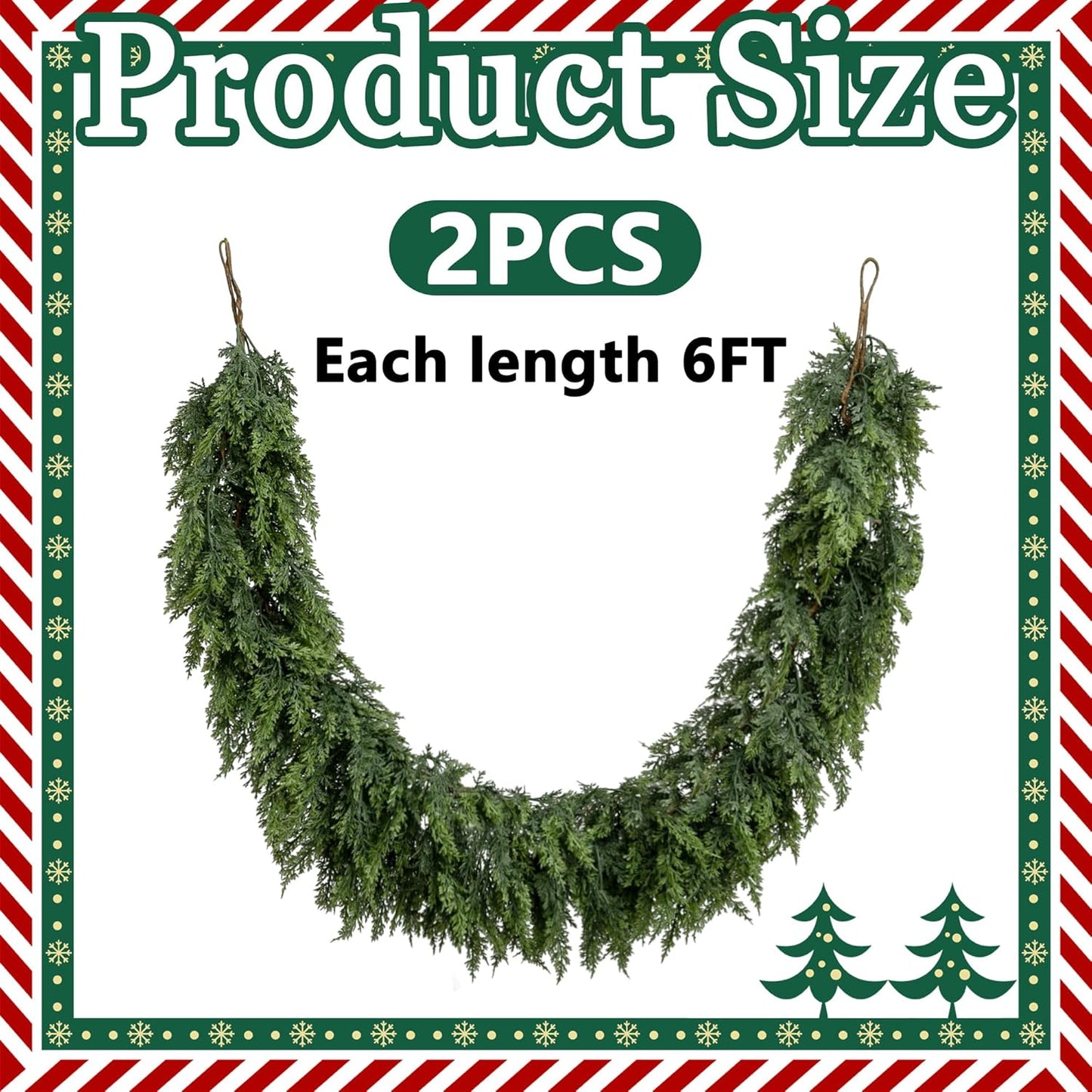 Artificial Realistic Faux Greenery Garland for  Christmas Cedar Garland,