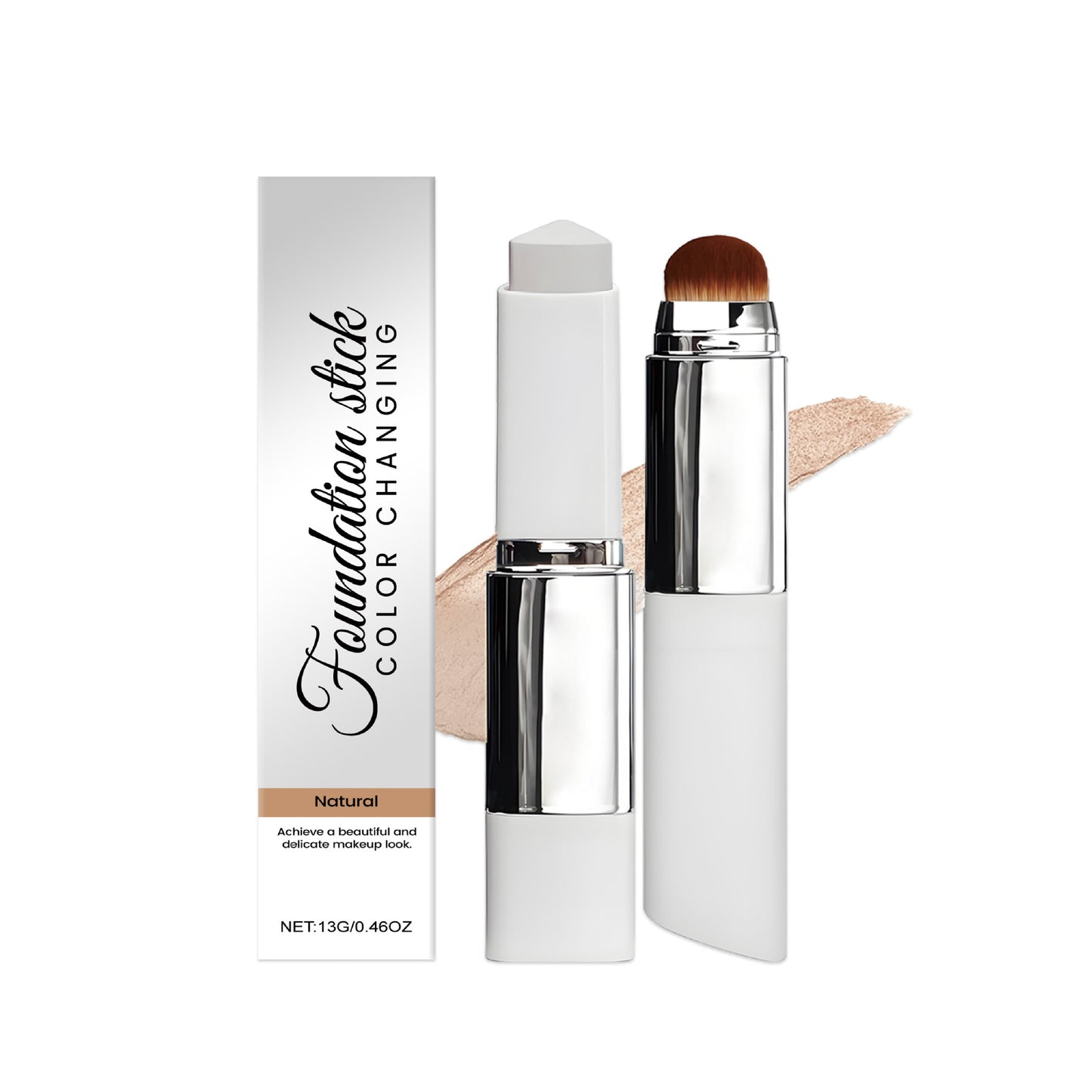 Korean Color-Changing Foundation with Detachable Brush - Full to Medium Coverage Base Makeup