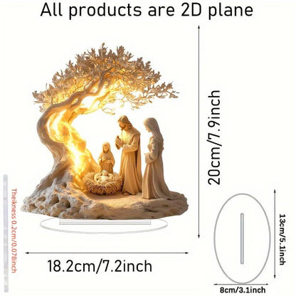 2D Acrylic Christian Ornament with Base – Elegant Waterproof Desk Decor & Gift for Home or Office