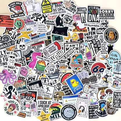 130PCS Funny Saying Sticker Pack - Snarky,