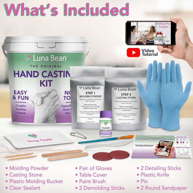 DIY set of hand mold powder Perfect Gift and Activity for Couples, Families, & Friends
