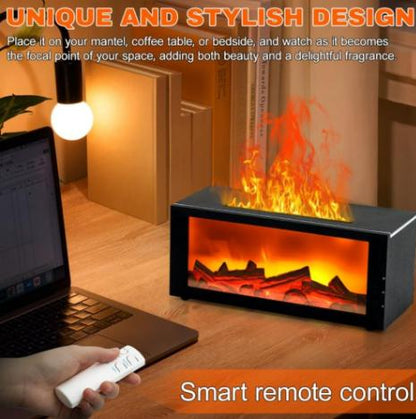 300ml Flame Aroma Humidifier with LED Lights & Remote Control, Essential Oil Diffuser for Home & Bedroom
