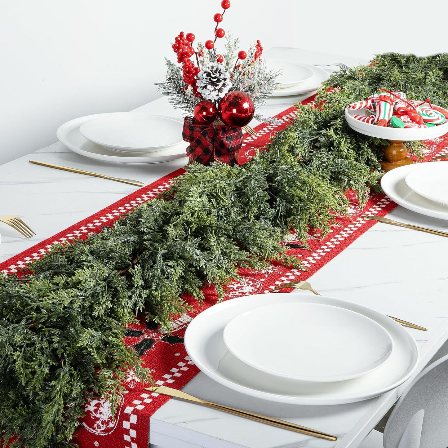 Artificial Realistic Faux Greenery Garland for  Christmas Cedar Garland,