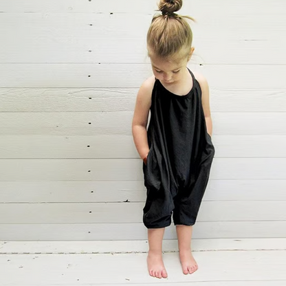 Girls' Soft Casual Backless Jumpsuit